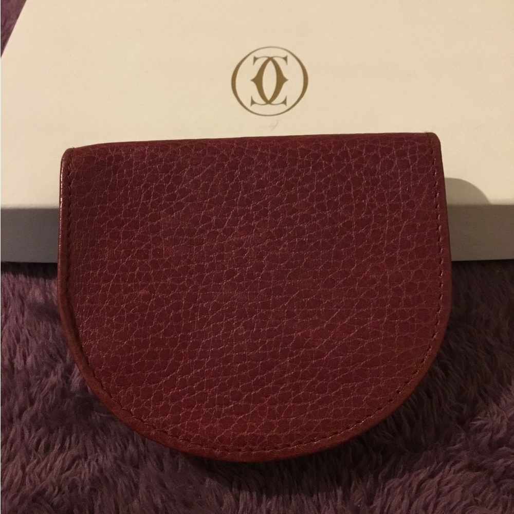 Authentic Cartier Bordeaux Leather Coin Holder - Picture 2 of 14